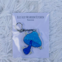 Load image into Gallery viewer, Holographic Blue Fairy Mushroom Keychain
